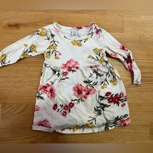 Old navy Floral Long Sleeve Baby Dress - Cream with Pink & Yellow Flowers